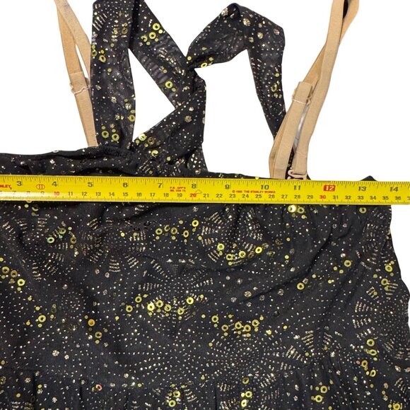 Revolution Black w/Gold Sequin Dance Dress Costume Sz MA FireFlies‎ Crisscross - Picture 13 of 16